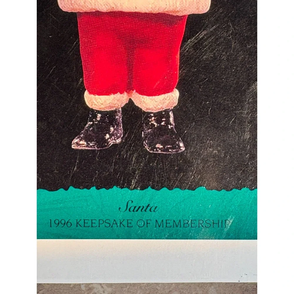 Hallmark 1996 Santa KOC Club Ornament holding bag candy canes NIB